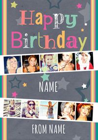 Tap to view Multi Photo Upload - Birthday Card Female Photo Strips