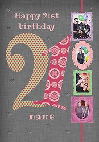 Tap to view Big Numbers - 21st Birthday Card Female Multi Photo Upload