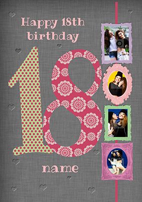 Big Numbers - 18th Birthday Card Female Multi Photo Upload