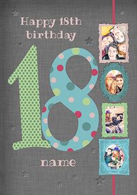 Big Numbers - 18th Birthday Card Male Multi Photo Upload