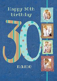 Big Numbers - 30th Birthday Card Male Multi Photo Upload