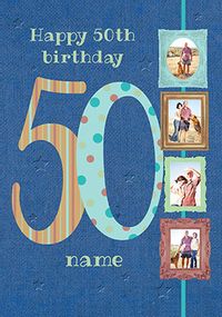 Tap to view Big Numbers - 50th Birthday Card Male Multi Photo Upload