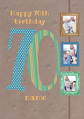 Big Numbers - 70th Birthday Card Male Multi Photo Upload