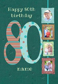 Tap to view Big Numbers - 80th Birthday Card Male Multi Photo Upload