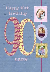 Tap to view Big Numbers - 90th Birthday Card Female Multi Photo Upload
