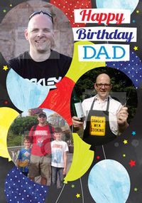 Tap to view Balloons - Birthday Card Dad Multi Photo Upload