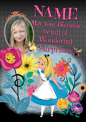 niece friend al3 Alice in Wonderland personalised birthday card daughter
