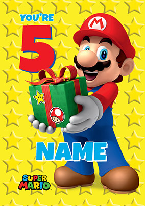 Super Mario - Birthday Card You're 5 Today | Funky Pigeon