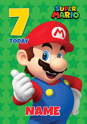 Super Mario - Birthday Card You're 7 Today | Funky Pigeon