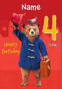 Paddington Bear Birthday Card - 4th Birthday