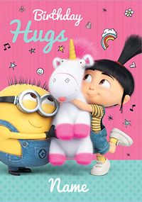 Despicable Me Birthday Hugs Personalised Card
