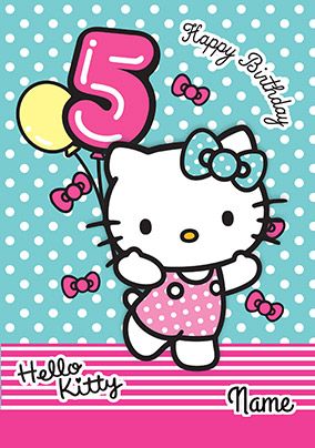 Hello Kitty 5 Today Birthday Card