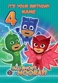 Tap to view PJ Masks Age 4 Personalised Birthday Card