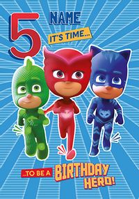 PJ Masks Age 5 Personalised Birthday Card