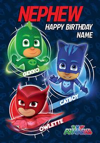 PJ Masks Nephew Personalised Birthday Card