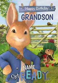 Tap to view Peter Rabbit Grandson Personalised Birthday Card