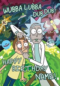 Rick & Morty Wubba Lubba Birthday Card
