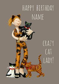 Crazy Cat Lady Personalised Card