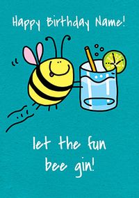 Fun Bee Gin Personalised Card