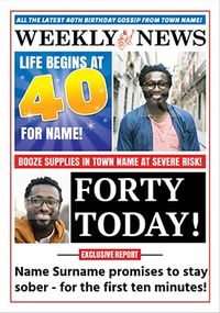 Tap to view Spoof Newspaper 40th Birthday Personalised Card