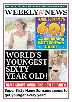 Spoof Newspaper 60th Birthday Personalised Card