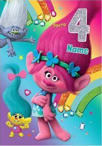 Tap to view Trolls - You're 4 Personalised Birthday Card