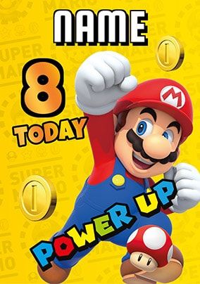 Mario 8 Today Personalised Birthday Card | Funky Pigeon