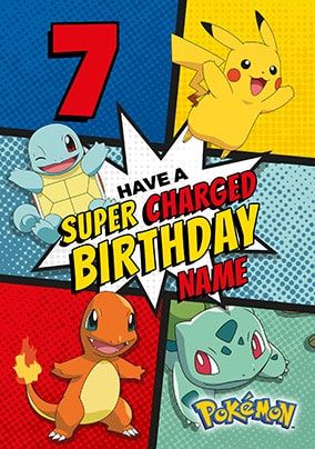 Pokemon 7th Birthday Personalised Card