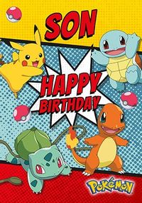 Son Personalised Pokemon Birthday Card