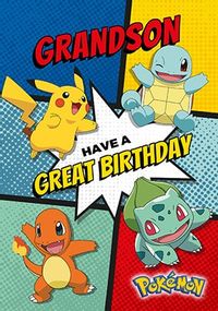 Grandson Personalised Pokemon Birthday Card