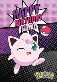 Jigglypuff Pokemon Personalised Birthday Card