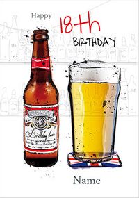 Grunge Beer 18th Birthday Card
