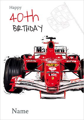 Formula 1 car 40th Birthday Card