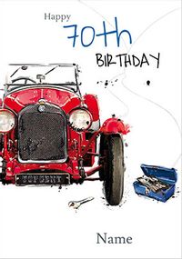 Vintage Car 70th Birthday Card