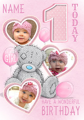 Me To You Multi Photo Upload 1st Birthday Card Girl Funky Pigeon