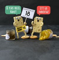 18th Cheesy Birthday Card - Let's go Emmental!