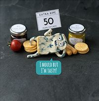 50th Cheesy Birthday Card - I Mould but I'm Tasty!