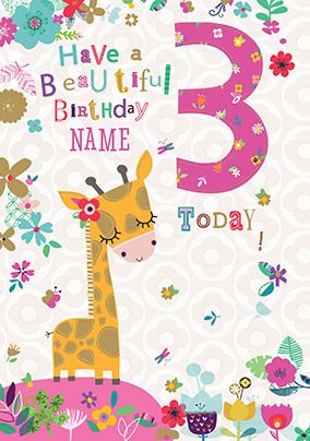 Beautiful 3rd Birthday Personalised Card