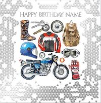Motorcyclist Personalised Birthday Card