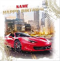 Sports Car Personalised Birthday Card
