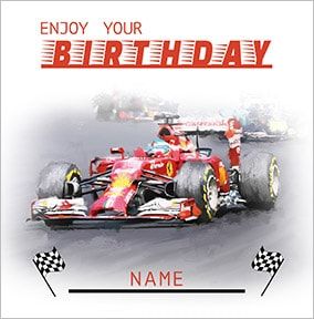 Formula 1 Personalised Birthday Card