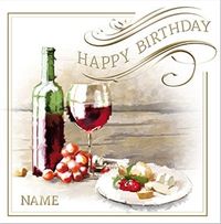 Red Wine and Cheese Personalised Birthday Card