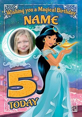 Princess Jasmine Age 5 Photo Card