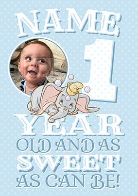 Dumbo Age 1 Birthday Card Boy