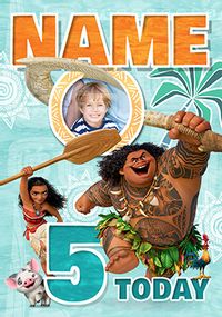 Tap to view Moana Age 5 Photo Upload Birthday Boy Card