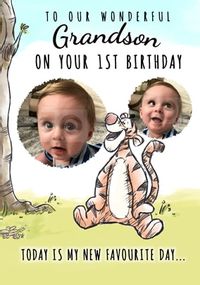 Tigger First Birthday Photo Card Grandson