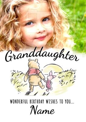 Pooh Photo Birthday Card Granddaughter
