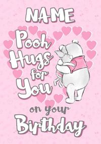 Pooh Hugs Birthday Card