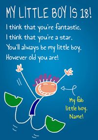 Emotional Rescue - Birthday Card My Little Boy is 18!