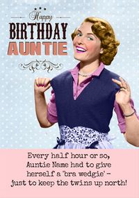 Tap to view Emotional Rescue - Auntie Birthday Card Bra Wedgie
